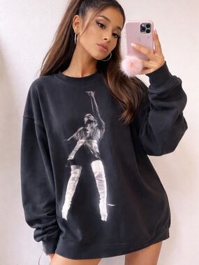 Ariana Grande Black Graphic Pullover Sweatshirt